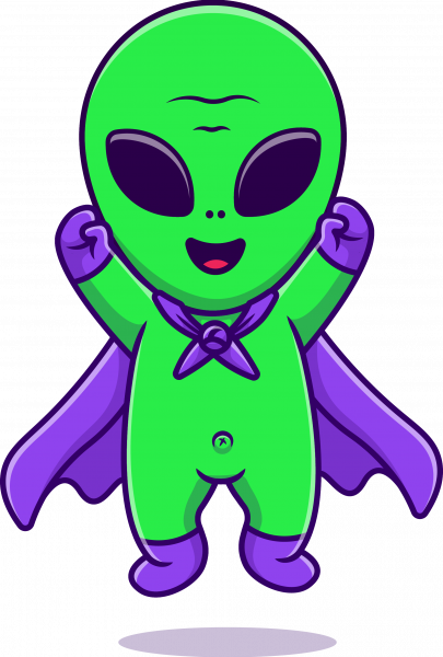 Cute Alien Super Hero Flying